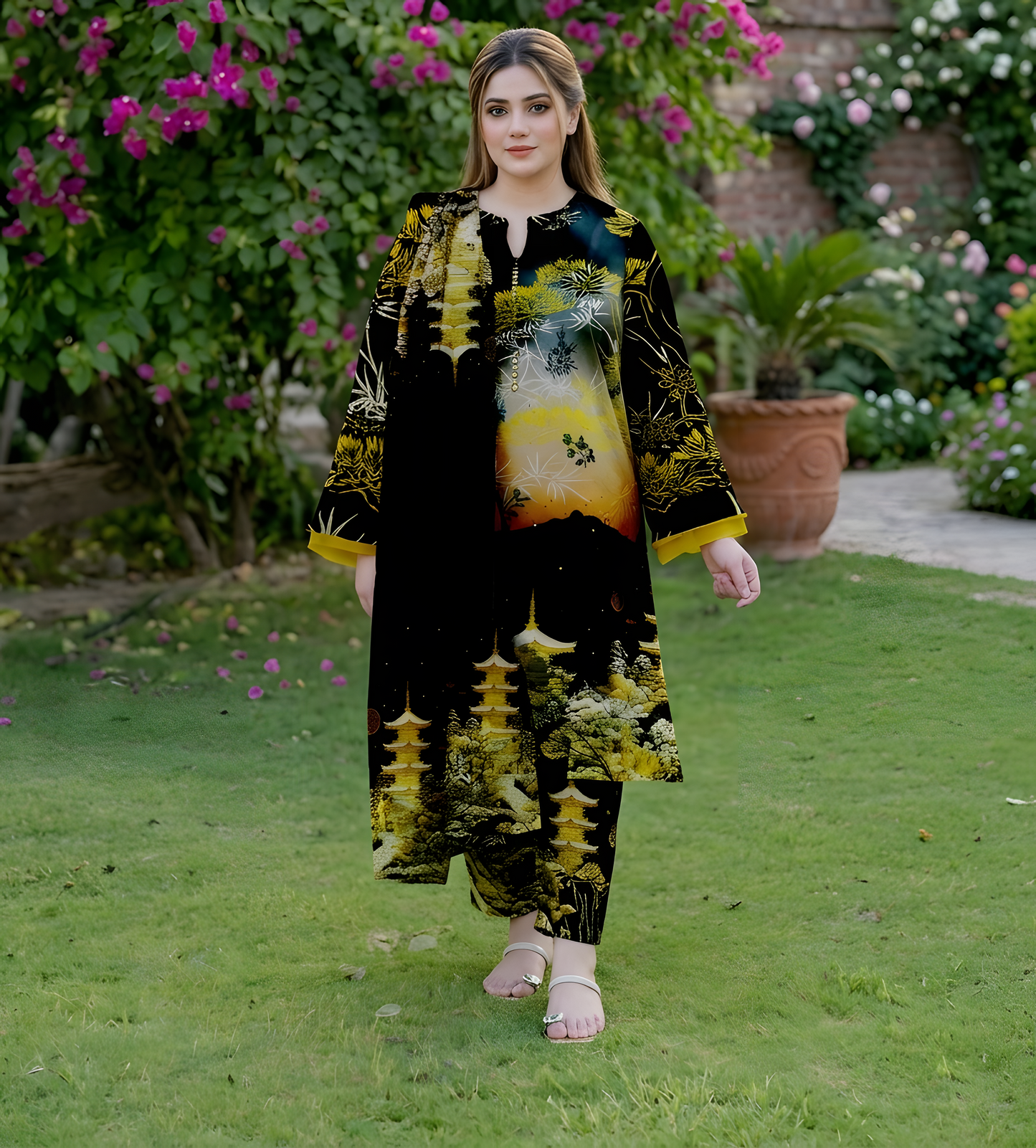 Twilight Garden Luxury Set - Dora Lawn (unstiched)