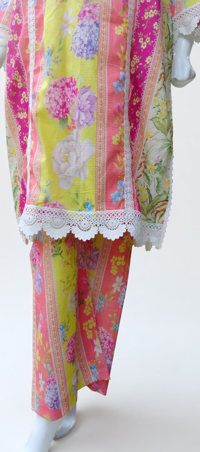 MULTICOLOURED BANA DORA LAWN UNSTITCHED/STITCHED  PRINTED 3 PIECE SUIT