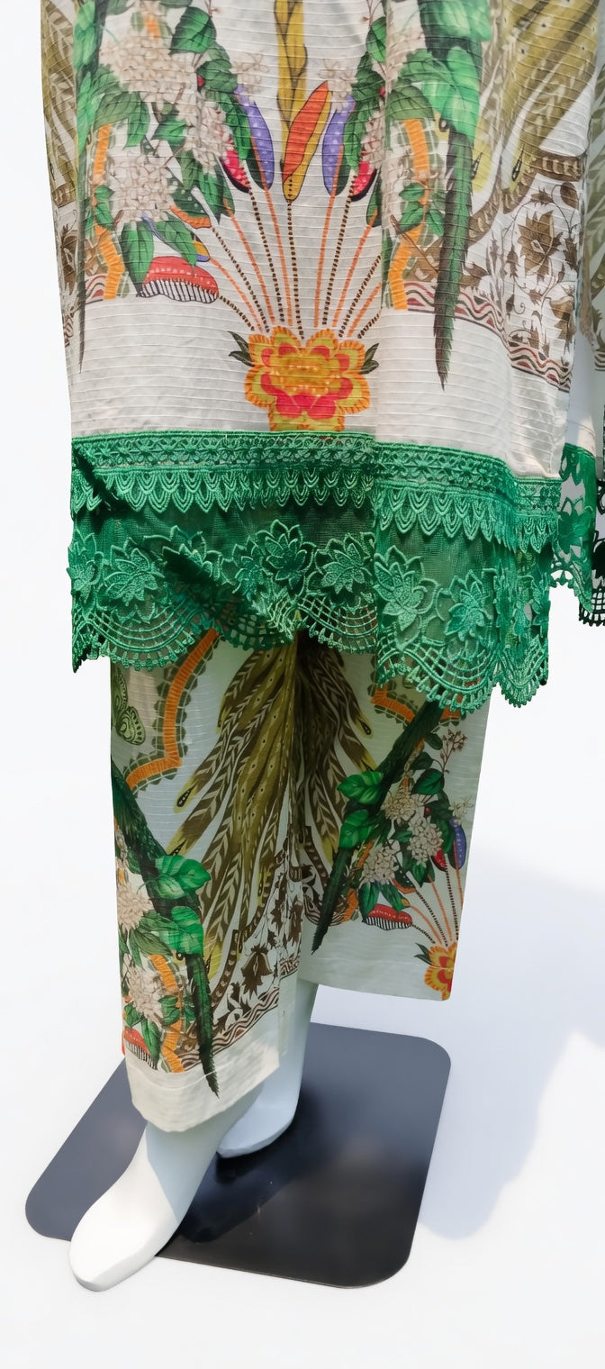 GREEN BANA DORABFABRIC DIGITAL PRINTED LAWN 3PIECE SUIT